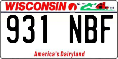 WI license plate 931NBF