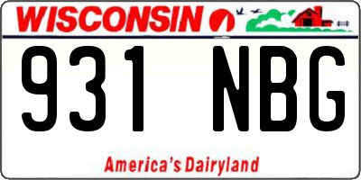 WI license plate 931NBG