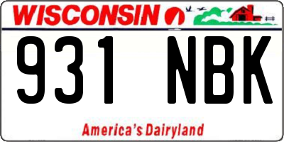 WI license plate 931NBK