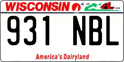 WI license plate 931NBL