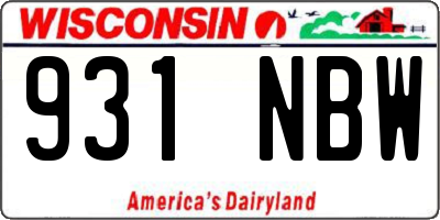 WI license plate 931NBW