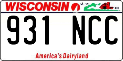 WI license plate 931NCC