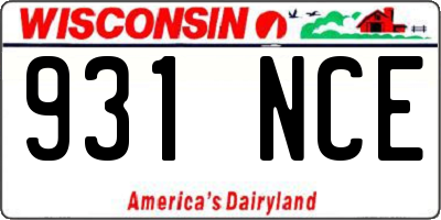 WI license plate 931NCE