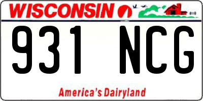 WI license plate 931NCG