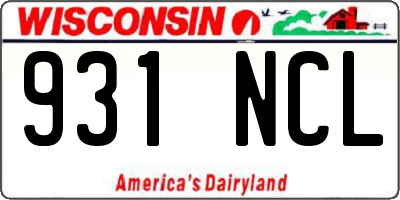 WI license plate 931NCL