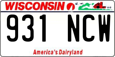 WI license plate 931NCW