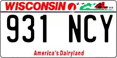 WI license plate 931NCY