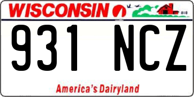 WI license plate 931NCZ