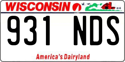 WI license plate 931NDS