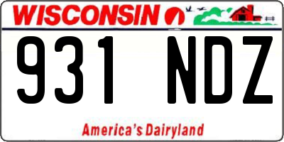 WI license plate 931NDZ