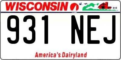 WI license plate 931NEJ