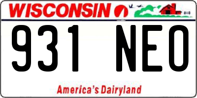 WI license plate 931NEO