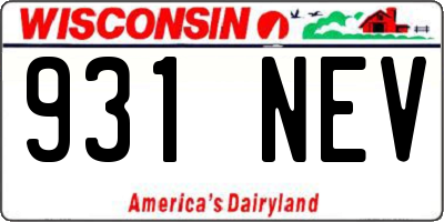 WI license plate 931NEV