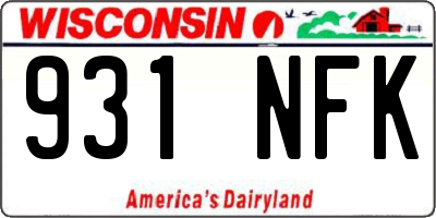 WI license plate 931NFK