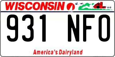 WI license plate 931NFO