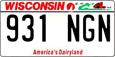 WI license plate 931NGN