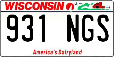 WI license plate 931NGS