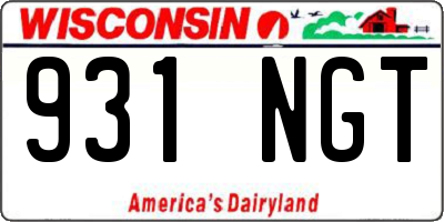 WI license plate 931NGT