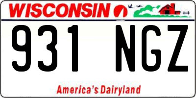 WI license plate 931NGZ