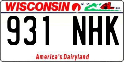 WI license plate 931NHK