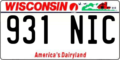 WI license plate 931NIC