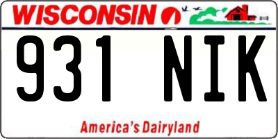 WI license plate 931NIK