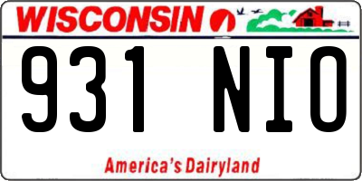 WI license plate 931NIO