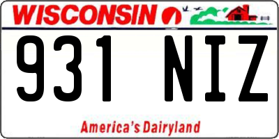 WI license plate 931NIZ