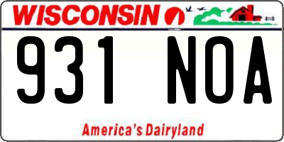 WI license plate 931NOA