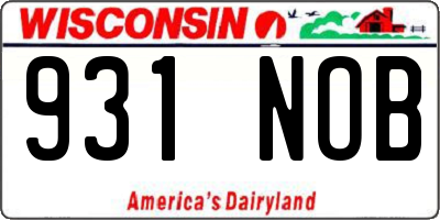 WI license plate 931NOB