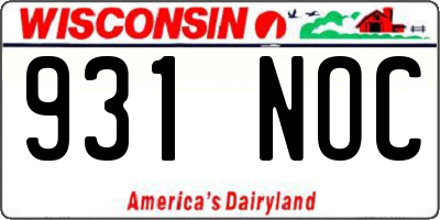 WI license plate 931NOC