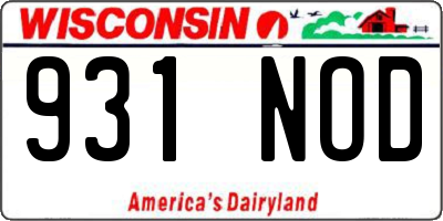 WI license plate 931NOD