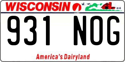 WI license plate 931NOG