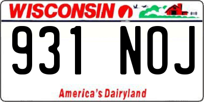 WI license plate 931NOJ