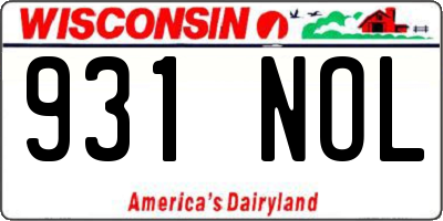 WI license plate 931NOL