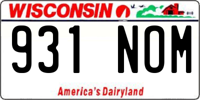 WI license plate 931NOM