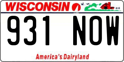 WI license plate 931NOW