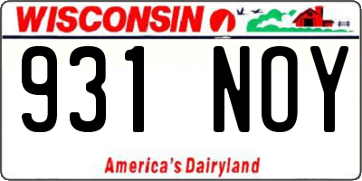 WI license plate 931NOY