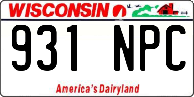 WI license plate 931NPC