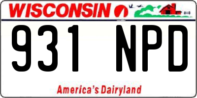 WI license plate 931NPD