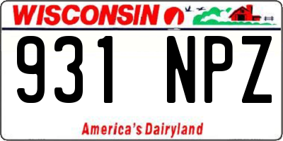 WI license plate 931NPZ