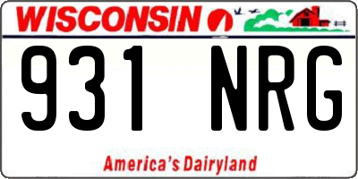 WI license plate 931NRG