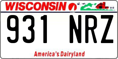 WI license plate 931NRZ