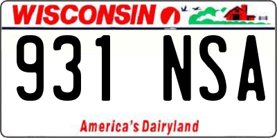WI license plate 931NSA