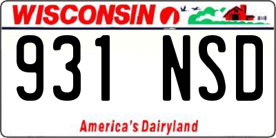 WI license plate 931NSD