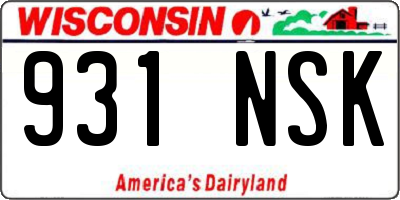 WI license plate 931NSK