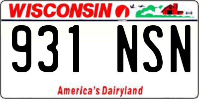 WI license plate 931NSN