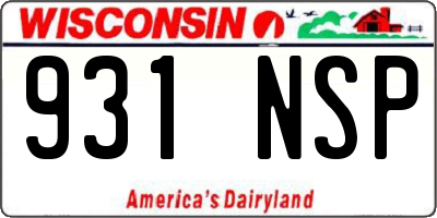 WI license plate 931NSP