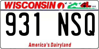 WI license plate 931NSQ