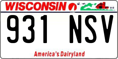 WI license plate 931NSV